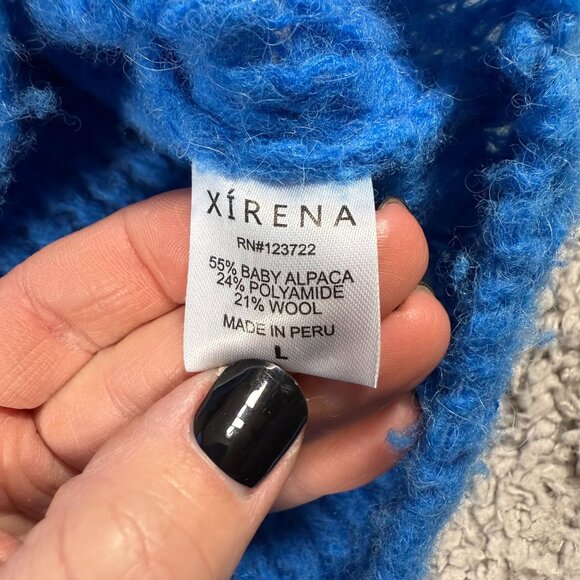 Xirena Ally Sweater Womens Large Baltic Blue Baby Alpaca Wool Collar $363 retail - Picture 3 of 8